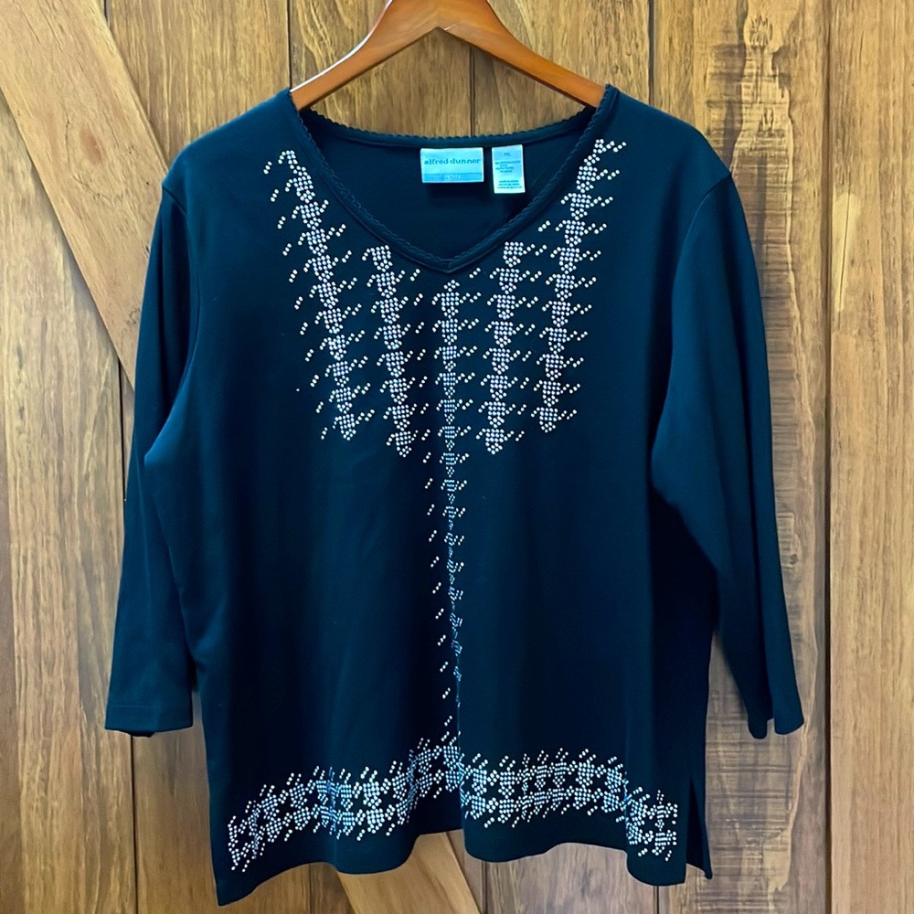 Brand new without tags black V-neck embellished Alfred Dunner petite XL top